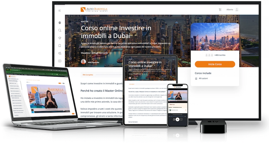 Alfio Bardolla Training Group - Mockup Corso Online Investire in Immobili a Dubai